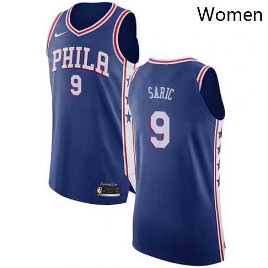 Womens Nike Philadelphia 76ers 9 Dario Saric Authentic Blue Road NBA Jersey Icon Edition